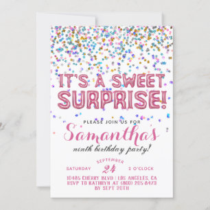 Sweet Surprise Birthday Confetti Invitation