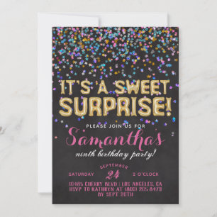 Sweet Surprise Birthday Confetti Invitation
