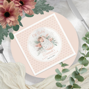 Sweet Swaddled Oh Baby Floral Girl Baby Shower Napkin
