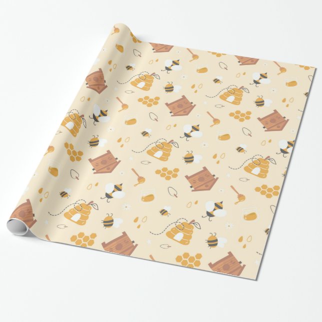 Sweet Sweet Honey Bee Wrapping Paper (Unrolled)