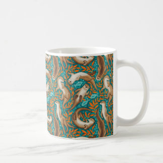 Sweet Swimming Otters in Teal and Orange Coffee Mug