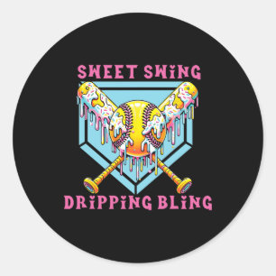 Sweet Swing Dripping Bling Softll Ice Cream Drip S Classic Round Sticker