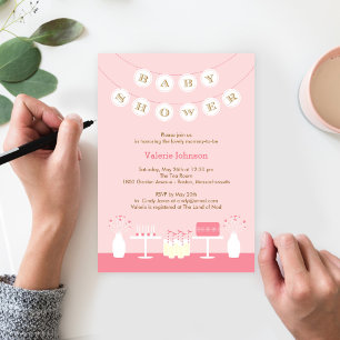 Sweet Table Baby Shower Invitation - Pink