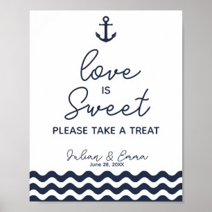 Sweet table nautical wedding sign navy blue