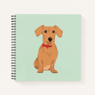 Sweet Tan Dachsund with Neck Ribbon for Dog Lovers Notebook