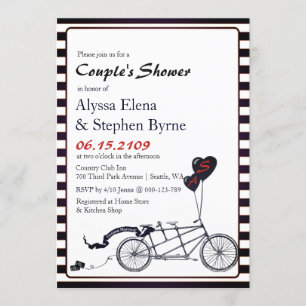 Sweet Tandem Bicycle Modern Couple's Shower Invitation