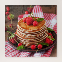 Sweet Tasty Syrup Pancakes Red Berries Food Rustic