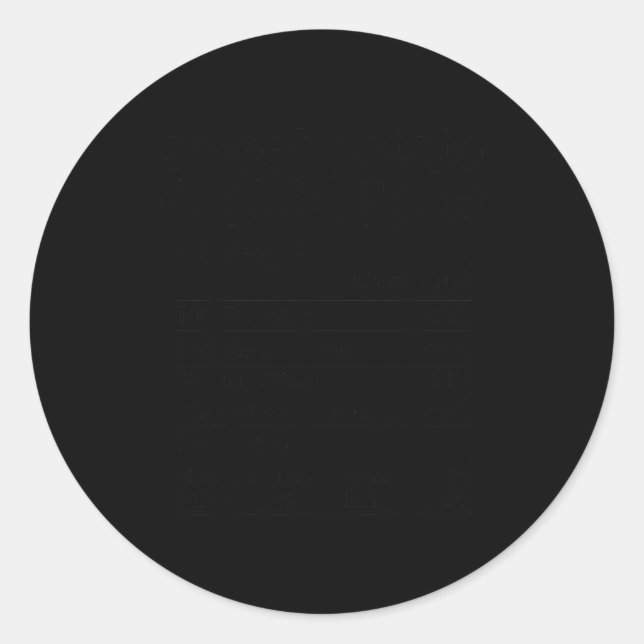 Sweet Tato Cerole Nutrition Facts Funny Thanksgivi Classic Round Sticker (Front)