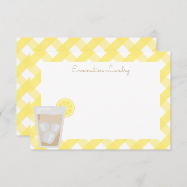 Sweet Tea & Gingham Personalised Note Cards (Front/Back)