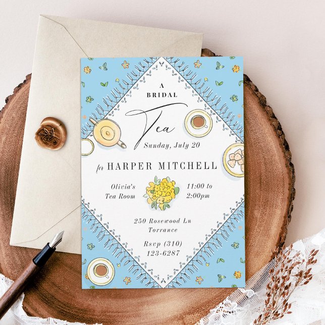 Sweet Tea Party Sky Blue Bridal Shower Invitation (Creator Uploaded)