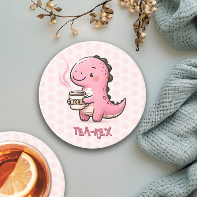 Sweet Tea-Rex customisable Dinosaur Animal Pun  Coaster (Sweet Tea-Rex Customizable Dinosaur Animal Pun coaster)