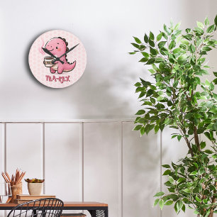Sweet Tea-Rex customisable Dinosaur Animal Pun Round Clock