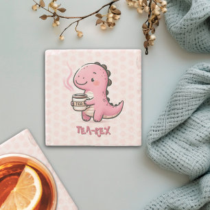 Sweet Tea-Rex customisable Dinosaur Animal Pun Stone Coaster
