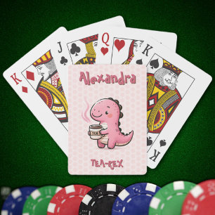 Sweet Tea-Rex Personalised Dinosaur Animal Pun  Playing Cards