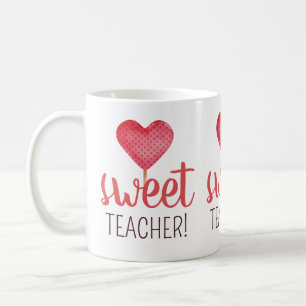 Sweet teacher with cute pink candy Valentine gift Coffee Mug