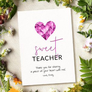Sweet teacher with purple heart holiday card