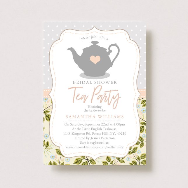 Sweet Teapot Bridal Shower Tea Party Invitation (Creator Uploaded)
