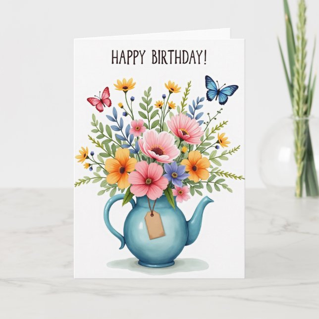 Sweet Teapot Floral Card (Front)
