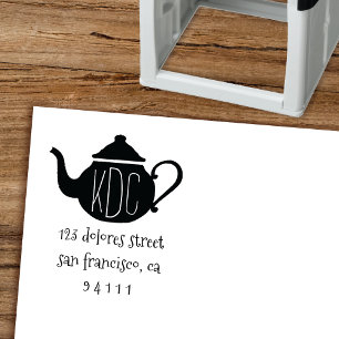 Sweet Teapot Monogram Return Address Stamp