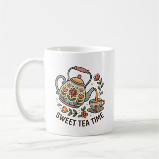 Sweet TeaTime Vintage Teapot Cottagecore Aesthetic Coffee Mug
