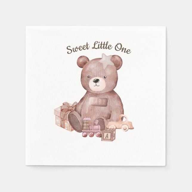 Sweet Teddy Bear Baby Shower Napkin (Front)