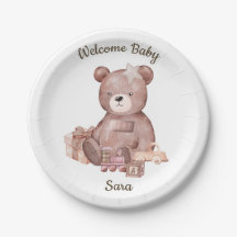 Sweet Teddy Bear Baby Shower Party Plate