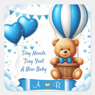 Sweet Teddy Bear Baby Shower 🧸 Square Sticker
