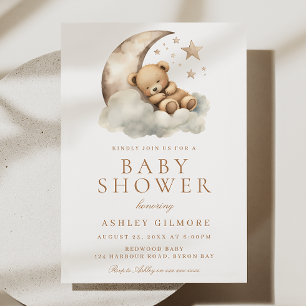 Sweet Teddy Bear Beige Neutral Baby Shower  Invitation