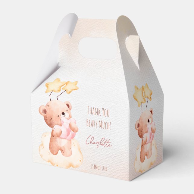 Sweet teddy bear birthday party personalised  favour box (Back Side)