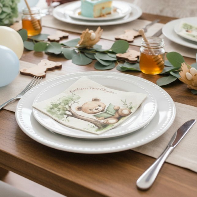 Sweet Teddy Bear Book Lover Baby Shower Party  Napkin (Creator Uploaded)