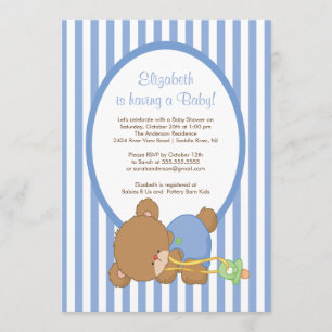 Sweet Teddy Bear Boy Baby Shower Invitation