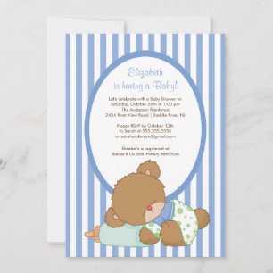 Sweet Teddy Bear Boy Baby Shower Invitation