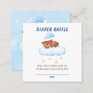 Sweet Teddy Bear Diaper Raffle Baby Shower Square Business Card