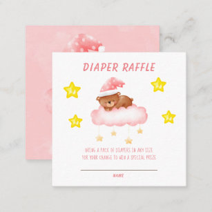 Sweet Teddy Bear Diaper Raffle Baby Shower Square Square Business Card