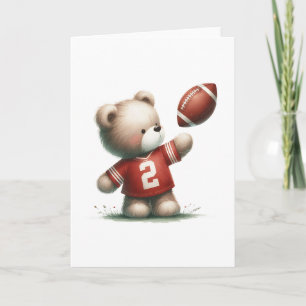 Sweet Teddy Bear Football Player Blank Greeting  Card