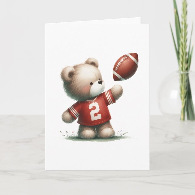 Sweet Teddy Bear Football Player Blank Greeting  Card (Front)