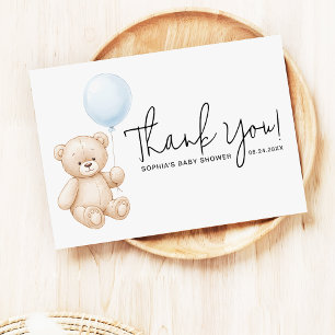 Sweet Teddy Bear Modern Script Baby Shower Thank You Card
