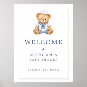 Sweet Teddy Bear Nautical Baby Shower Welcome Sign