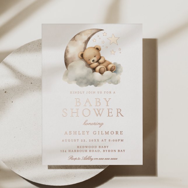 Sweet Teddy Bear Neutral Baby Shower Rose Gold (Creator Uploaded)