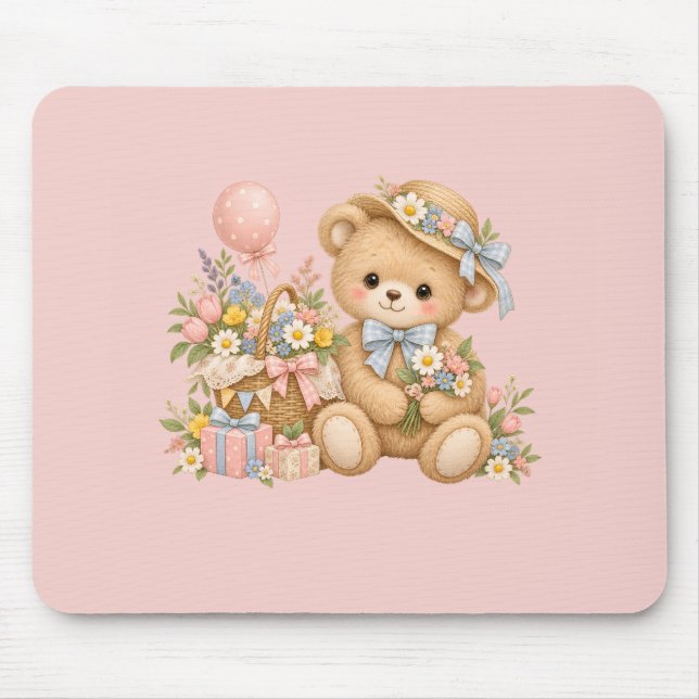 Sweet Teddy Bear Party Design Mouse Mat (Front)
