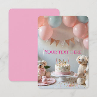 Sweet Teddy Bears Balloons Birthday or Baby Shower Invitation