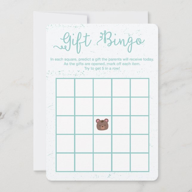 Sweet Teddy Blue Boy Baby Shower Bingo Game Invitation (Front)