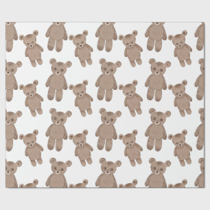 Sweet Teddy, Brown Bear, White Wrapping Paper