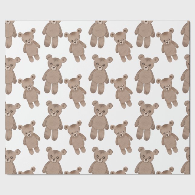 Sweet Teddy, Brown Bear, White Wrapping Paper (Seam)