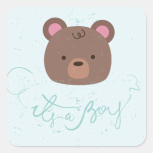 Sweet Teddy It's A Boy Baby Shower Sticker