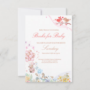 Sweet Teddy Love Birds Baby Shower baby card