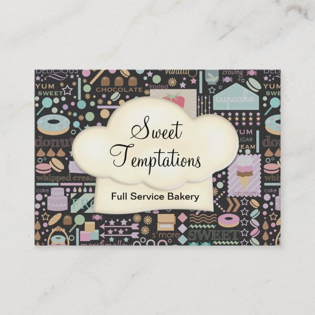Sweet Temptations Bakery Boutique Black Business Card (Front)