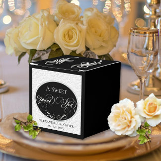 Sweet Thank You - Black/Silver Favour Box