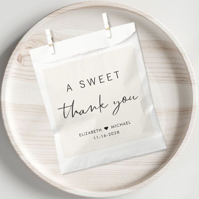 Sweet Thank You Cream Wedding Favour Bags (Creator Uploaded)