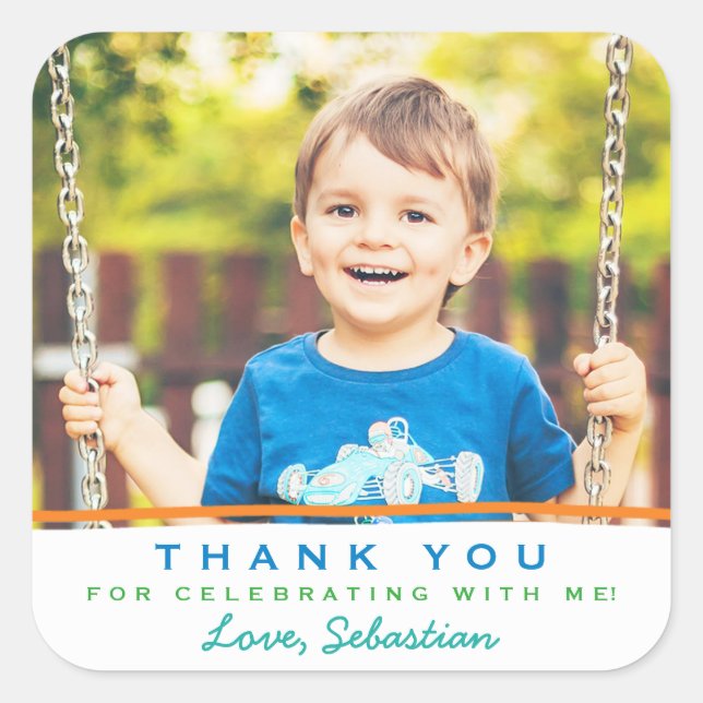 Sweet Thank You Photo Birthday Stickers (Front)